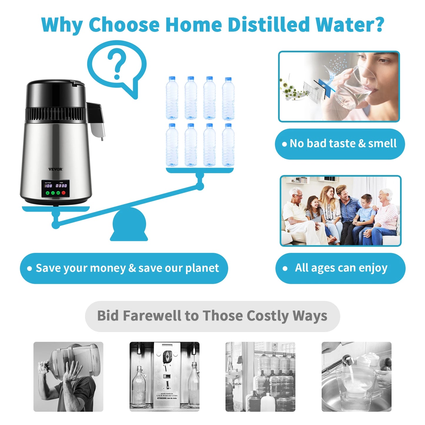 4L Water Distiller Purifier Filter 1 L/H