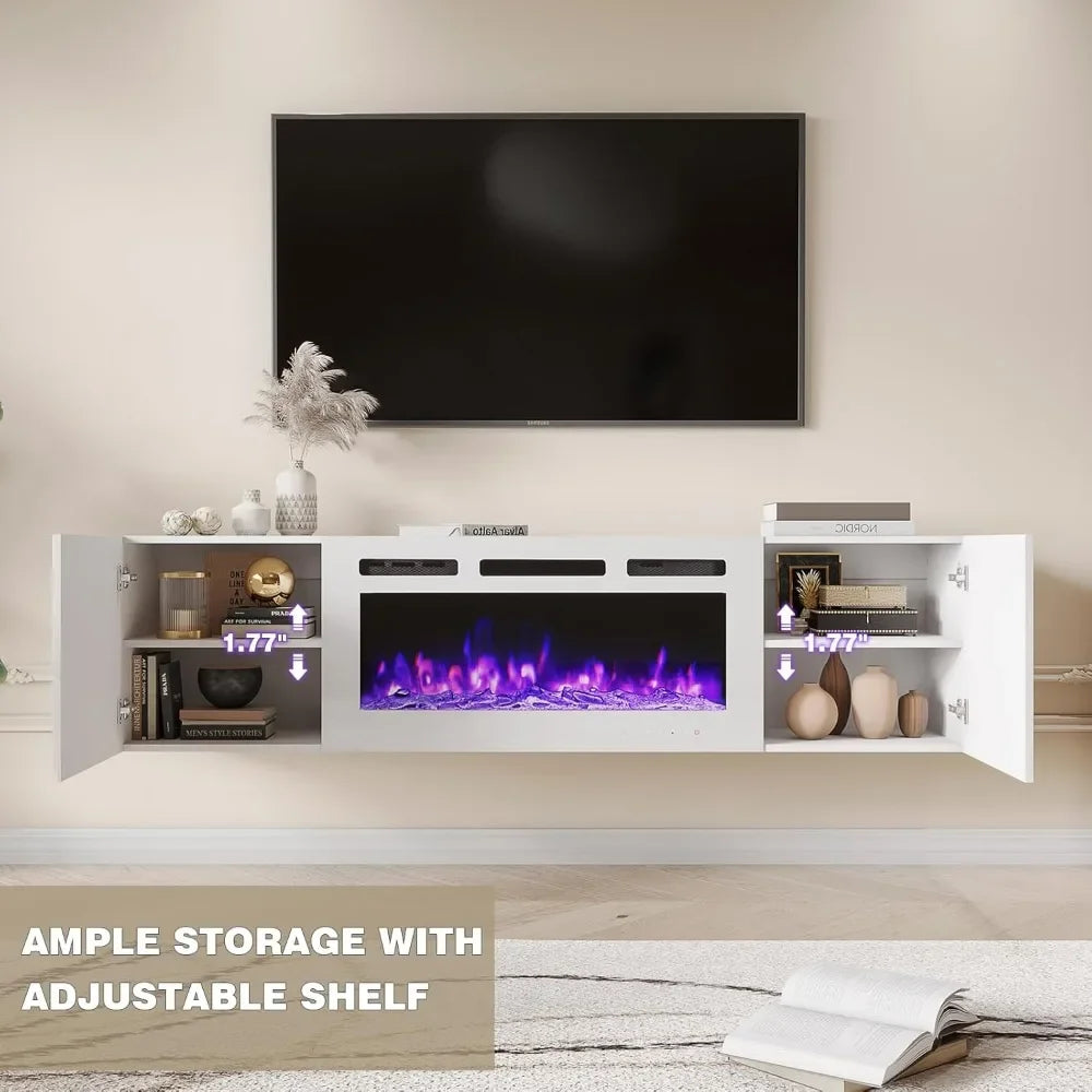 70'' Floating TV Stand With 36'' Electric Fireplace Wall