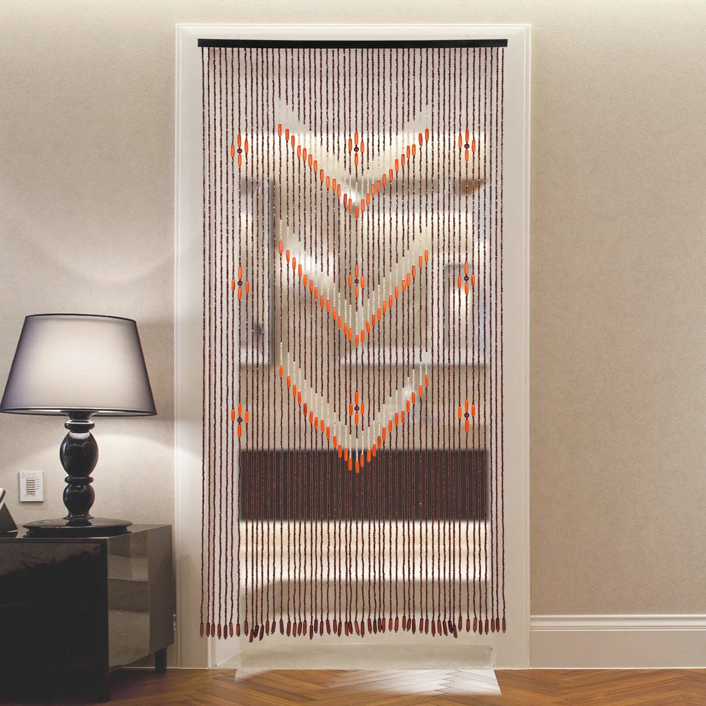 52-LineBamboo Wood Beaded Curtain, Bamboo and Wooden 