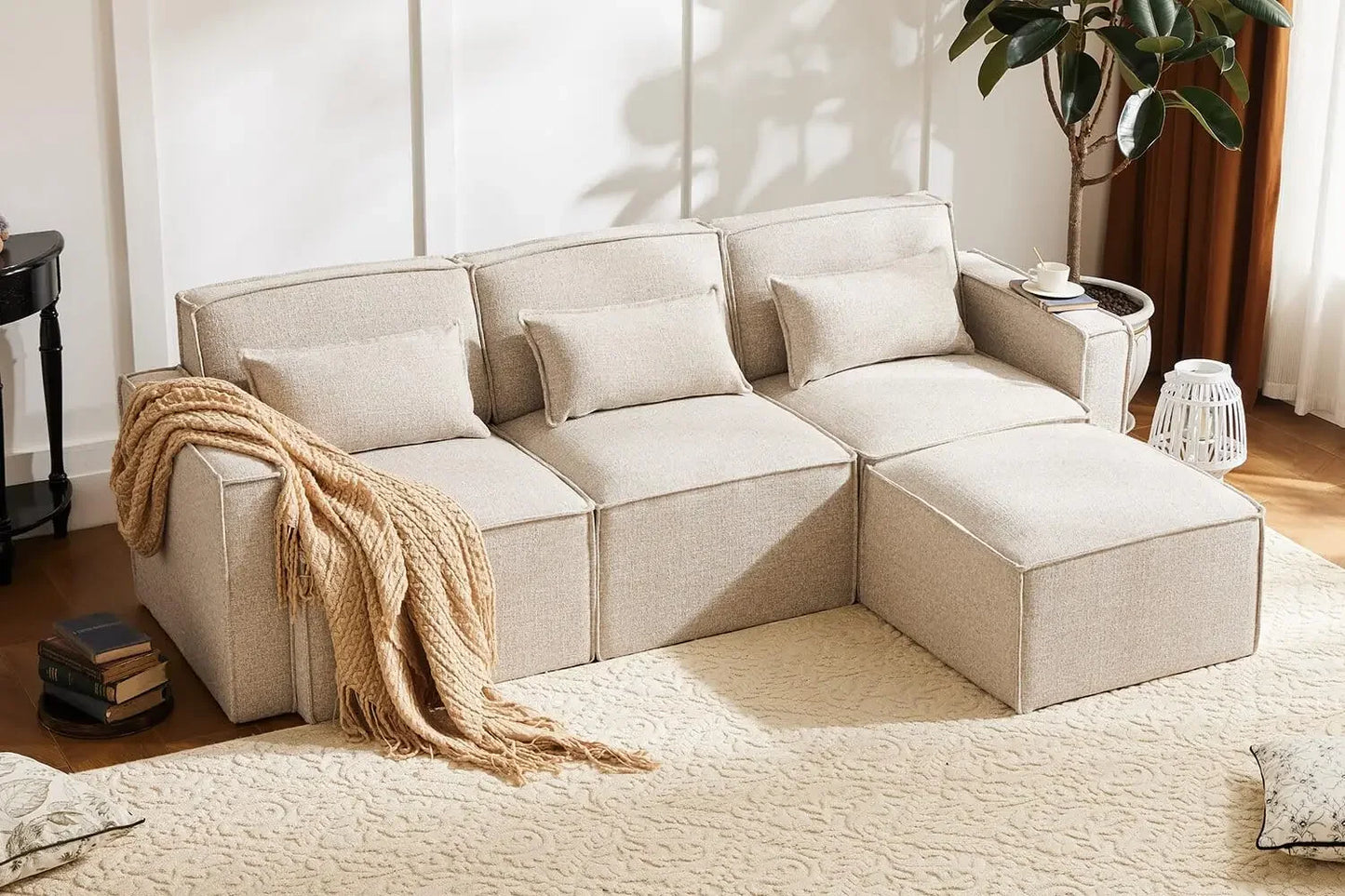 Shaped Modular Couch With Reversible Chaise, Luxury