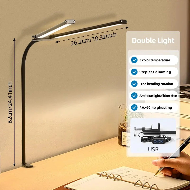 Double/Single Head LED Desk Lamp Dimmable