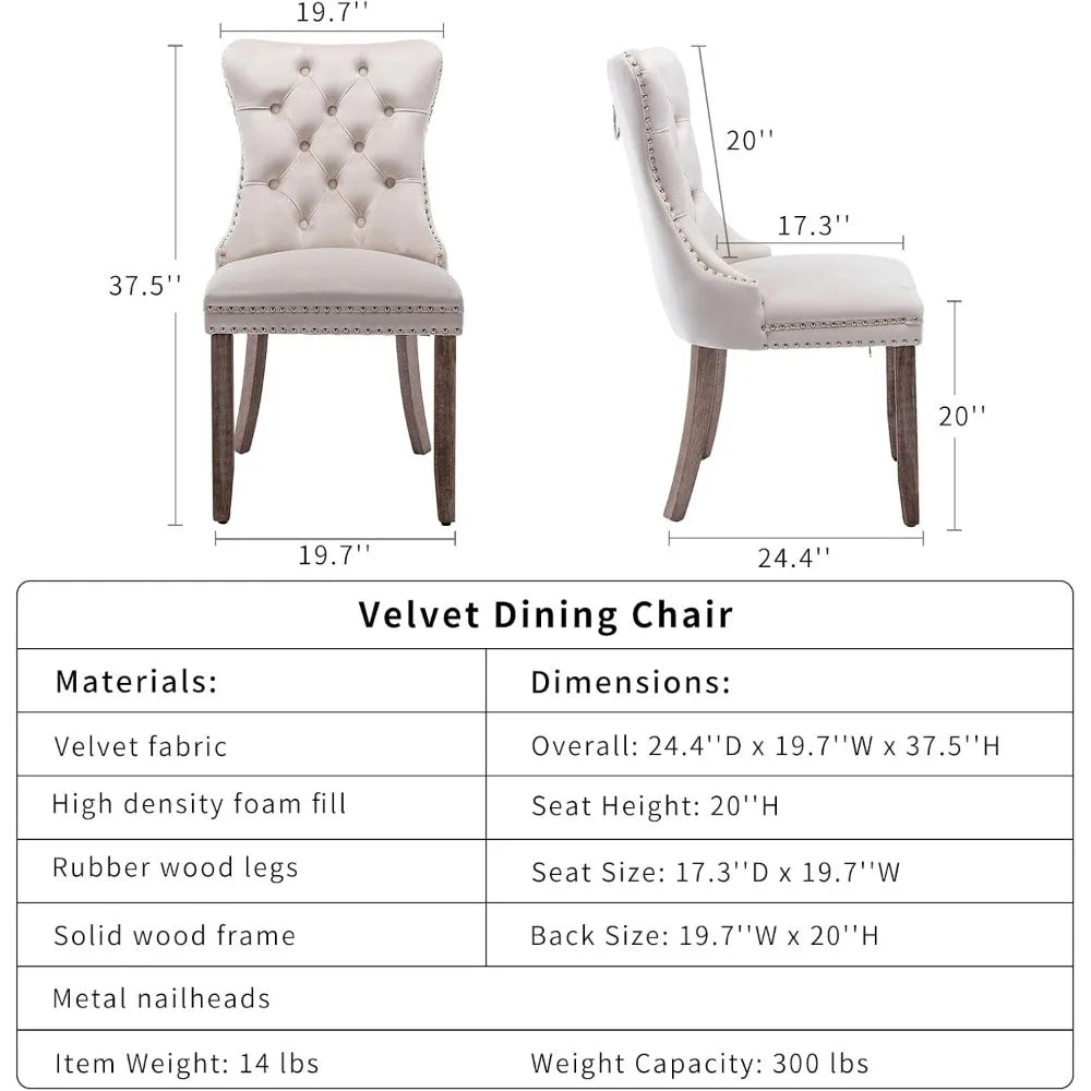 Beige Velvet Dining Chairs Set Of 4, Kitchen