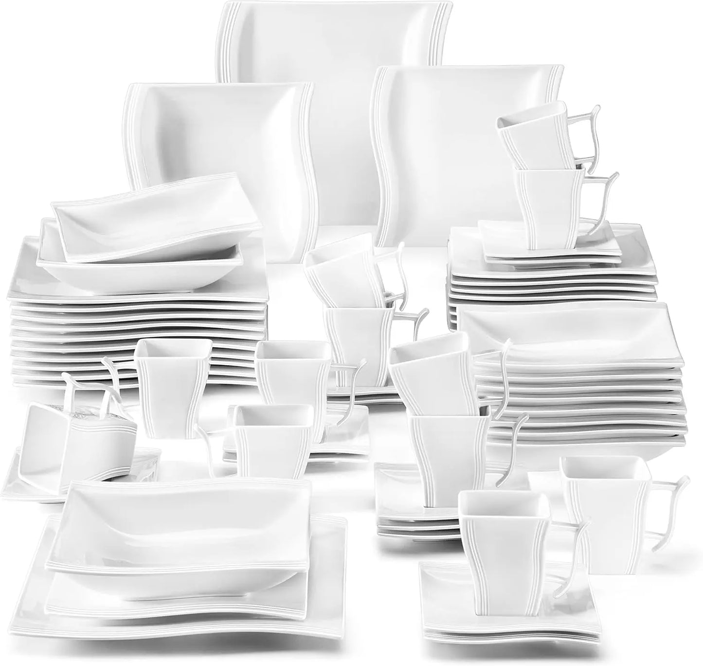 Ivory White Dinnerware Sets 60 Piece Kitchen Plates