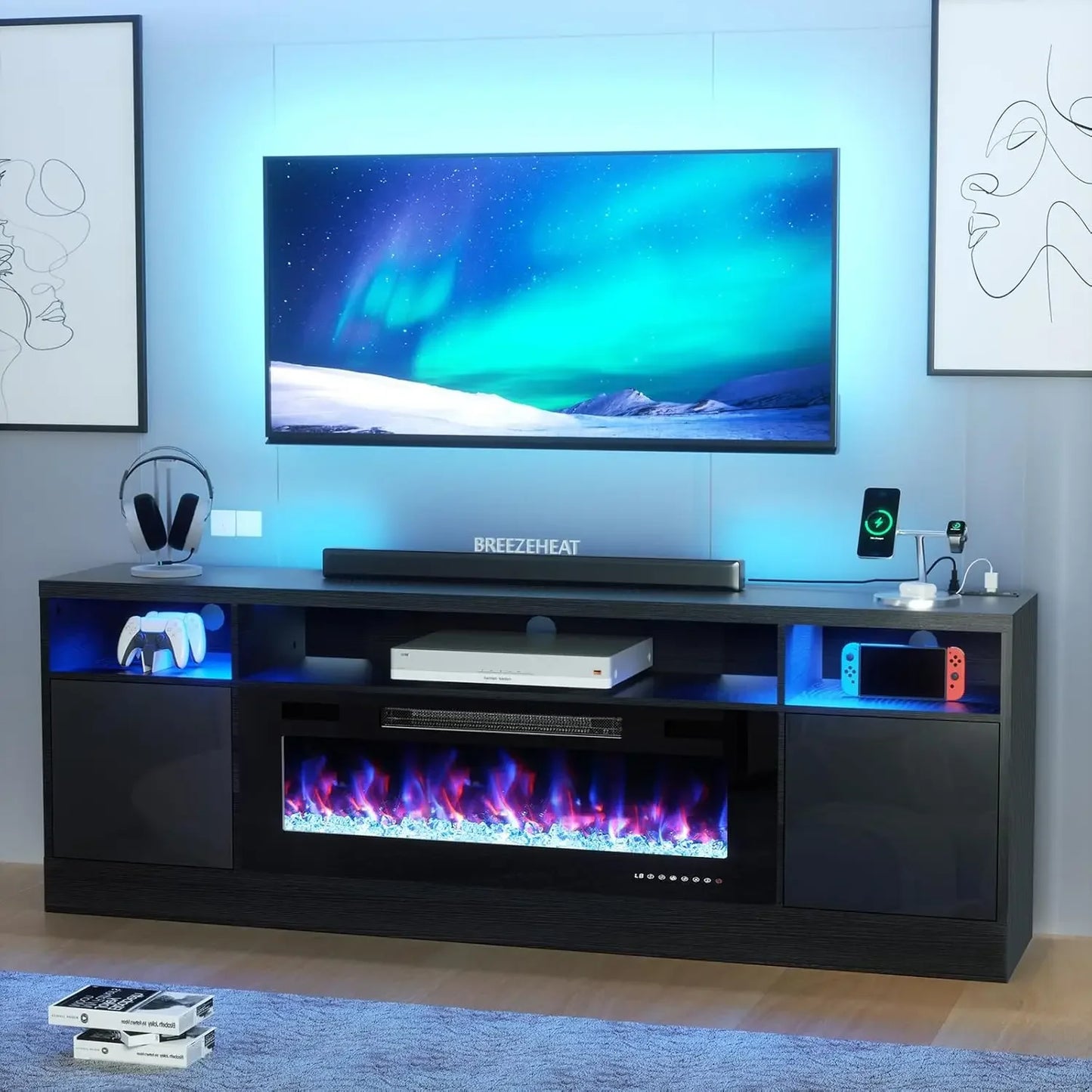 Electric Fireplace TV Stand, Led Entertainment Center