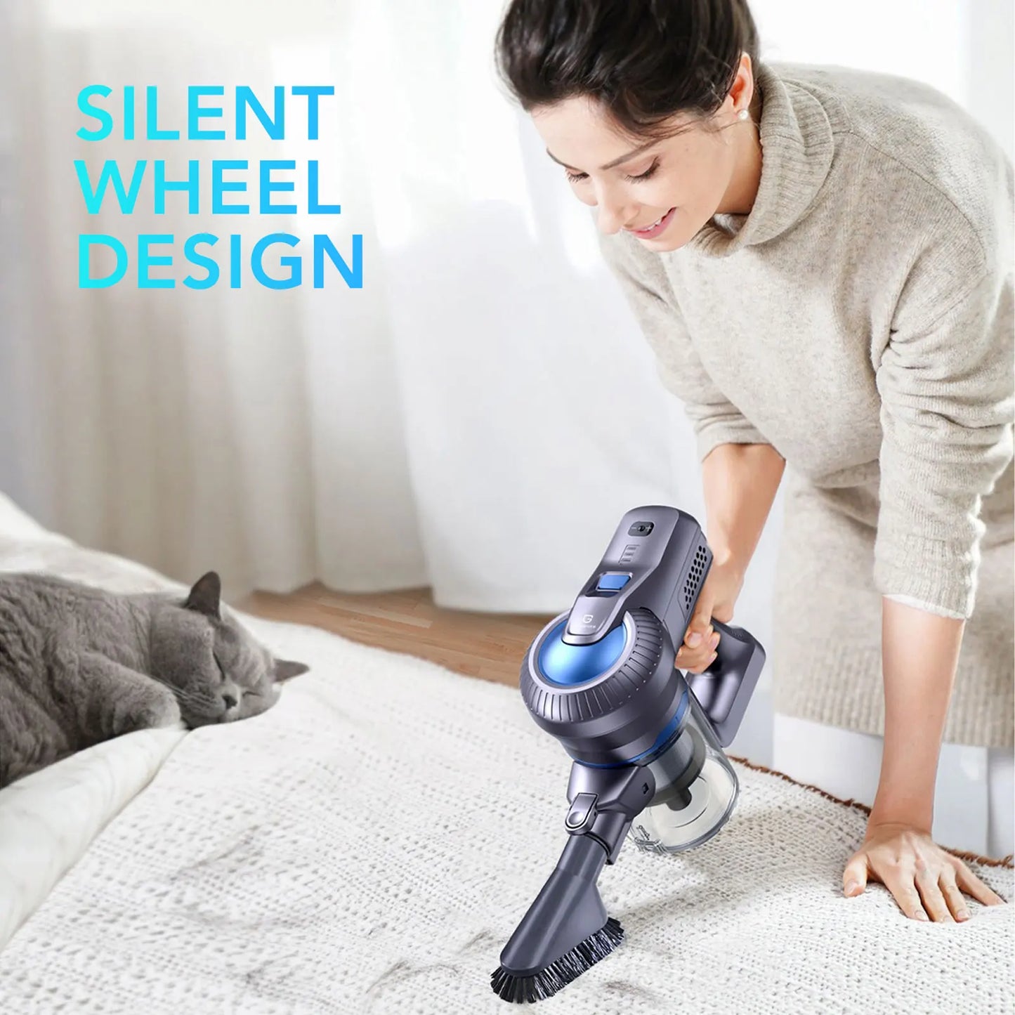 Greenote GSC50 Battery Vacuum Cleaner, Up to 30 Minutes Runtime Vacuum Cleaner Wireless, Handle Vacuum Cleaner with LED