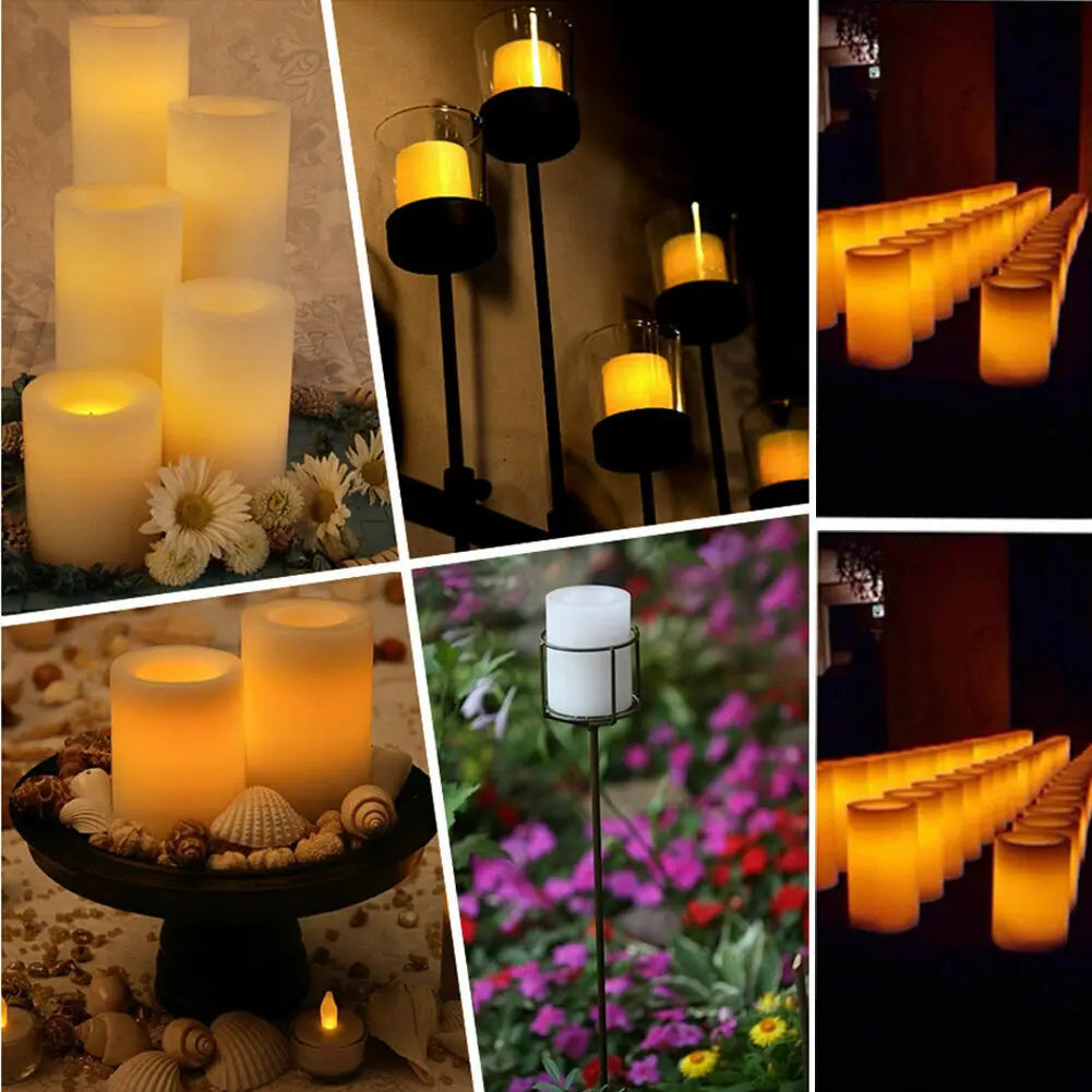 2PCS Flickering Flameless Resin Pillar LED Candle