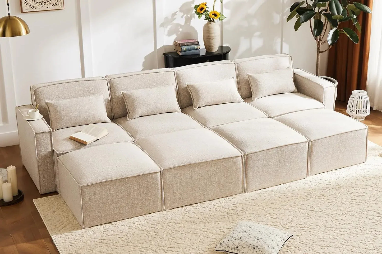 Shaped Modular Couch With Reversible Chaise, Luxury