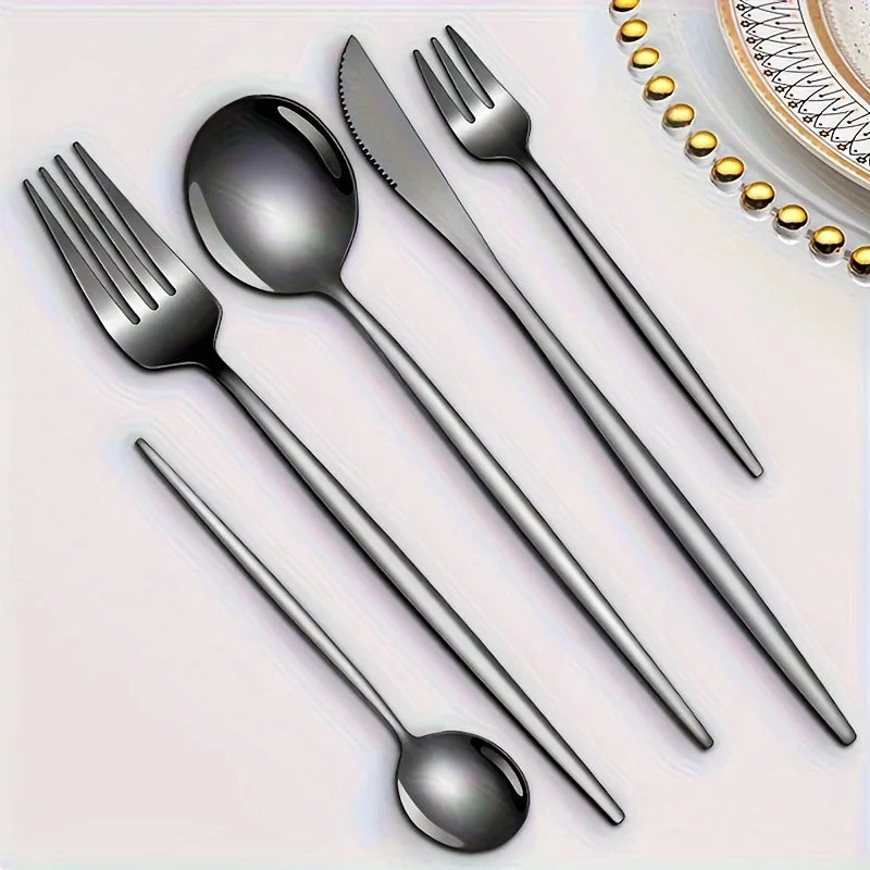 60pcs Stainless Steel - Luxe Golden Cutlery Set