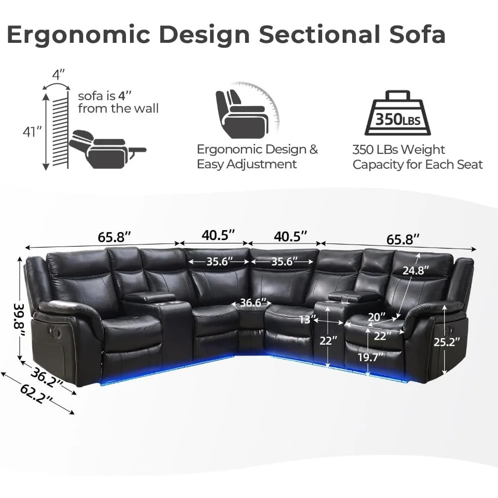 Recliner, Manual Recliner Sofa Sectional Couches With