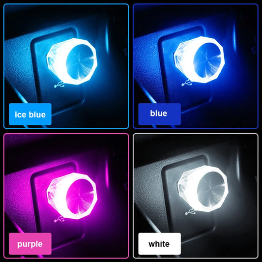 Car USB Atmosphere Lamp Wireless Flash Colorful Lights Auto Decoration Lighting Night Lights Computer Mobile Power Charging