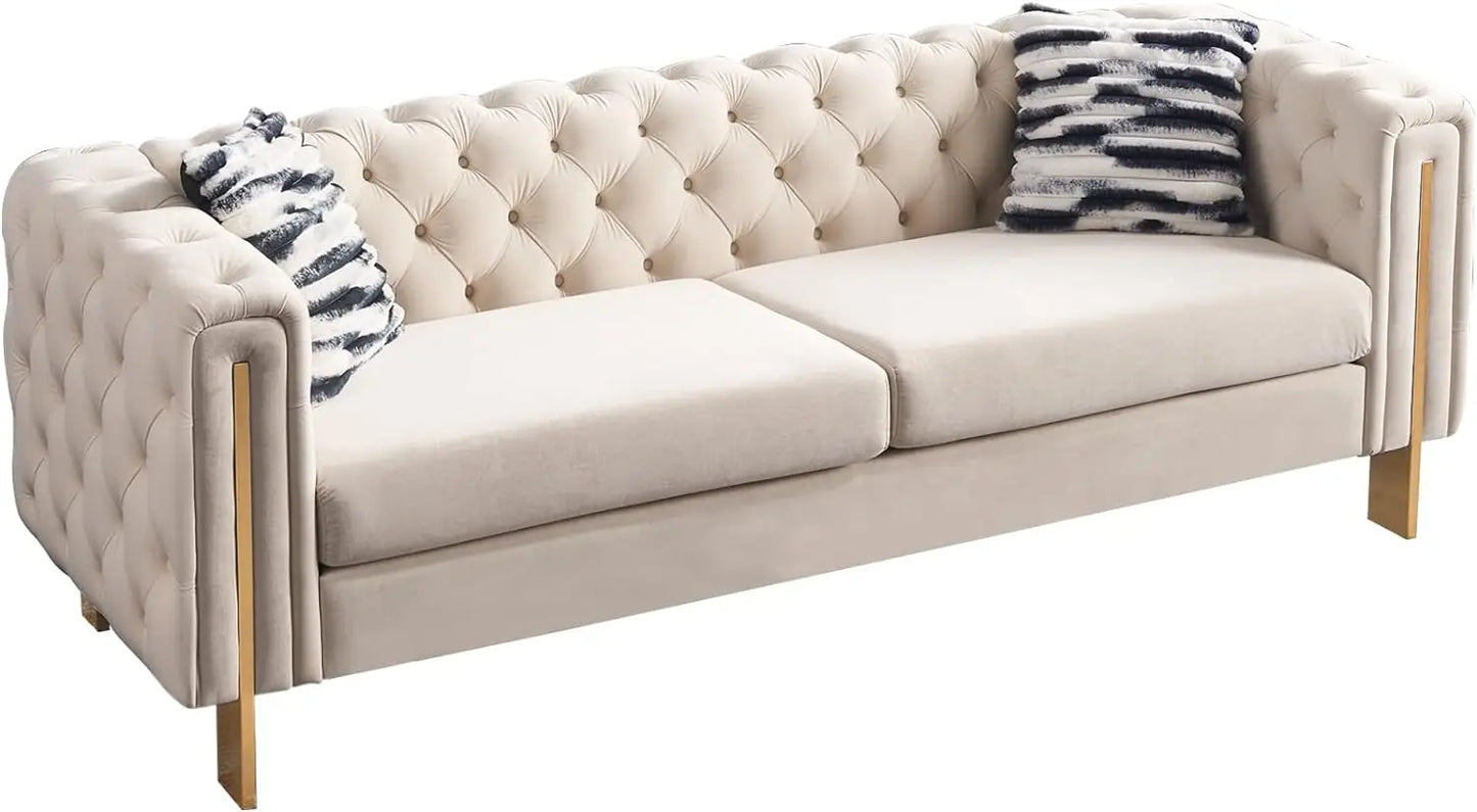 Modern Velvet Sofa For Living Room, 84 Inches