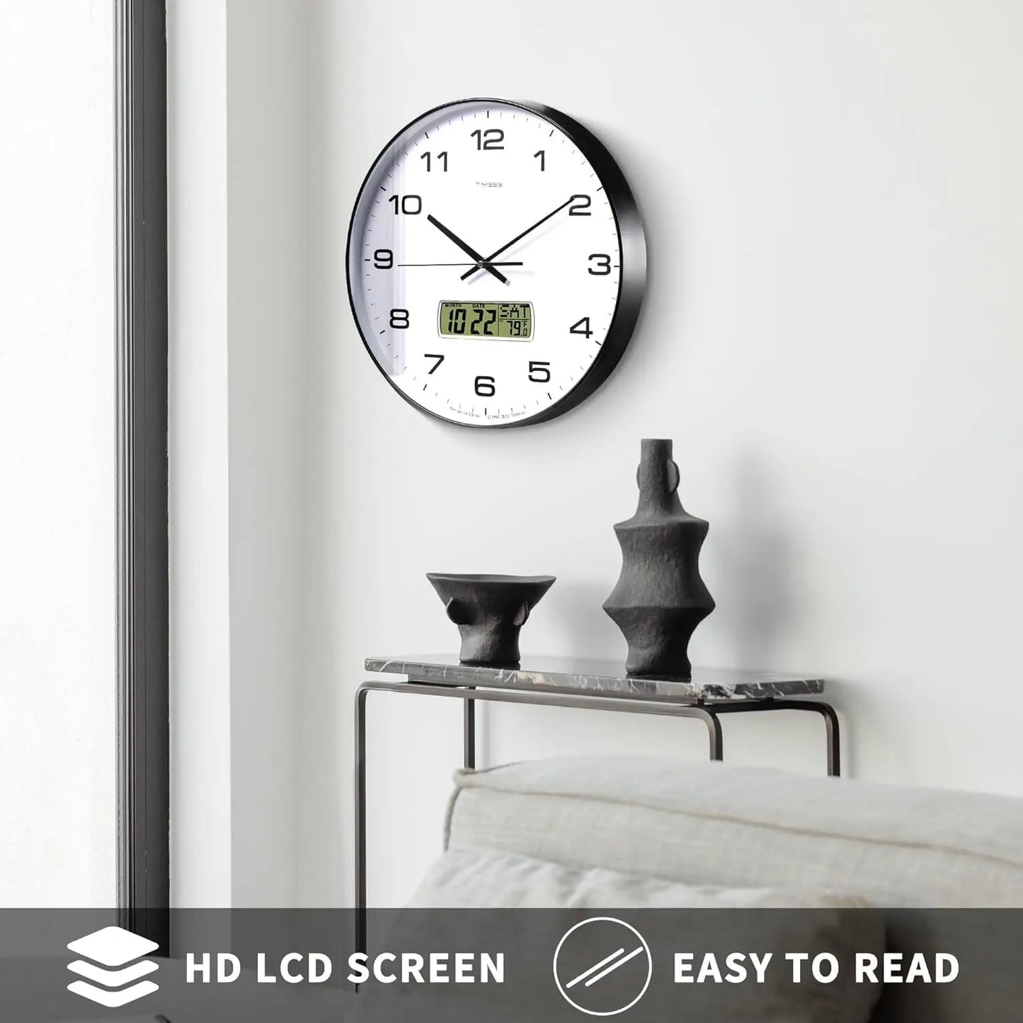 Calendar Wall Clock,3 Sizes 4 Colors Optional With