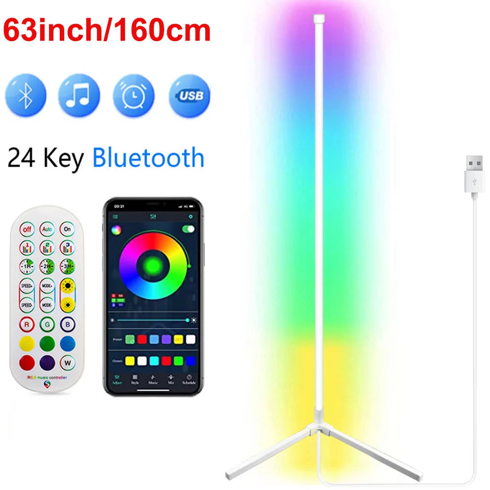 Smart Corner Floor Lamp Dimmable RGB LED Modern