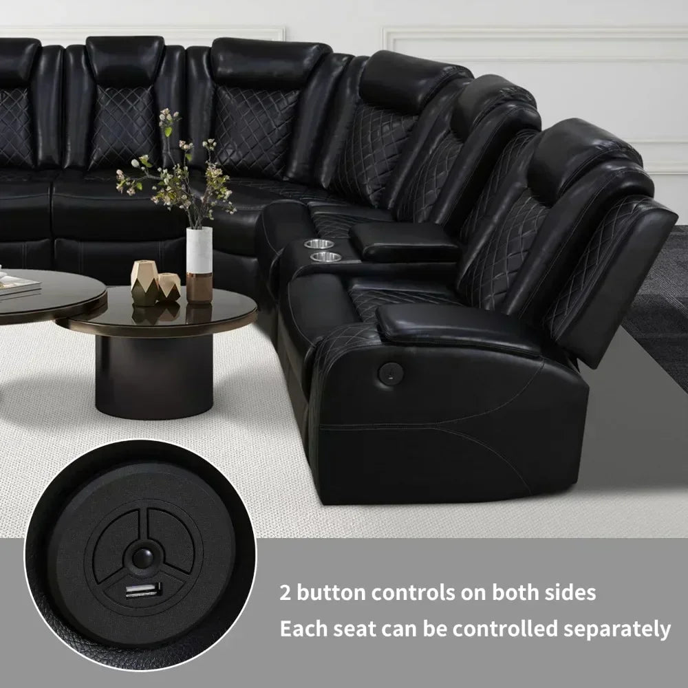 Power Recliner Sofa Sectional Couches With LED