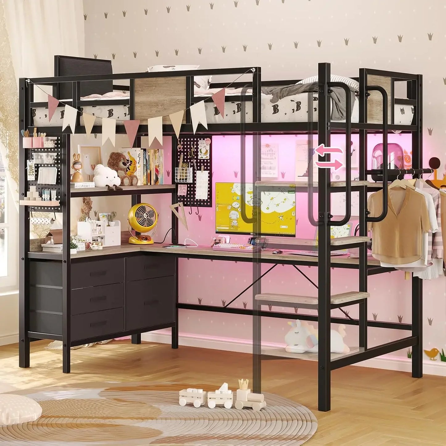 Loft Bed Twin Size with L Shaped