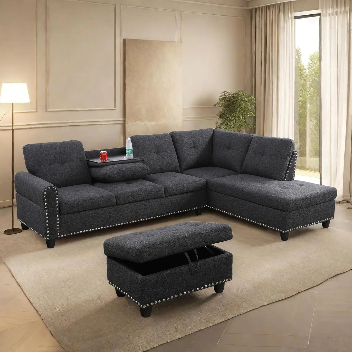 L Shaped Sofa With Ottoman Modern Sectional Couches