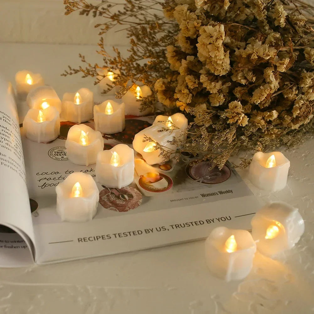 Timer Tea Lights Flameless Flickering Auto Tealights Battery Operated Auto-On 6 Hours and Off 18 Hours LED Candles Lamp