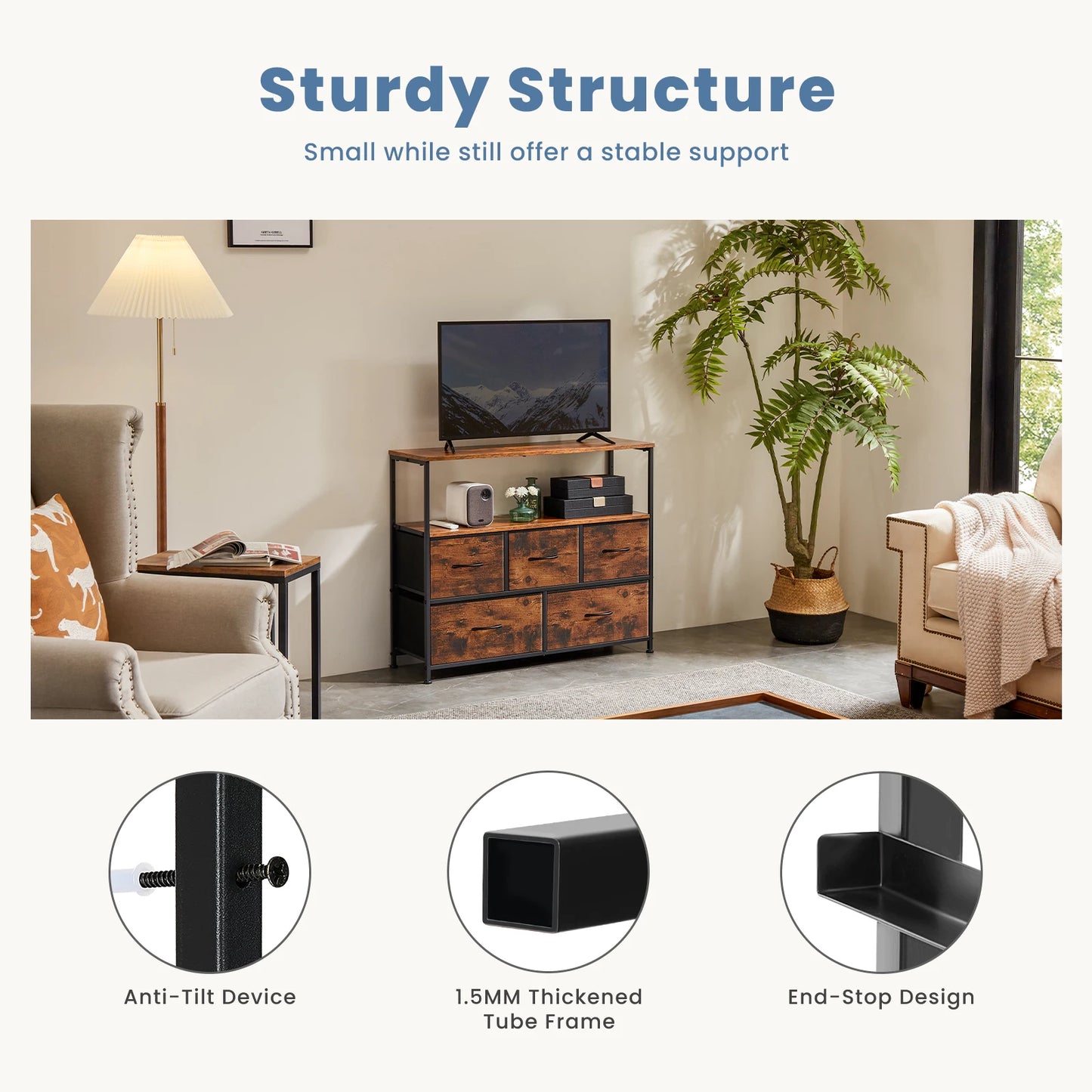 Fireplace TV Stand Dresser For Bedroom With