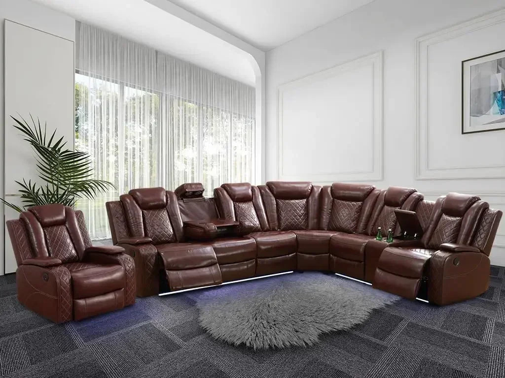 Power Recliner Sofa Sectional Couches With LED