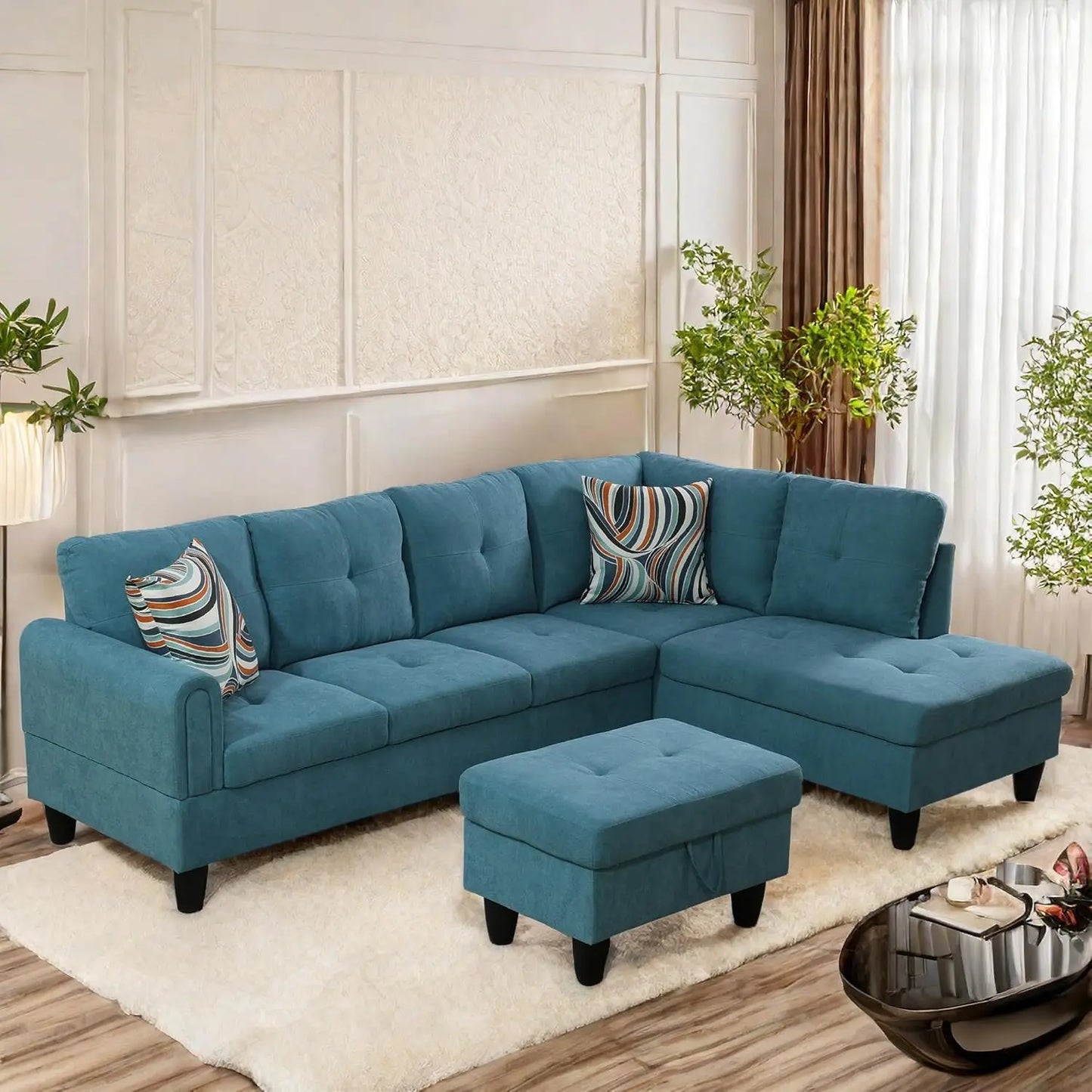 L Shaped Sofa With Ottoman Modern Sectional Couches