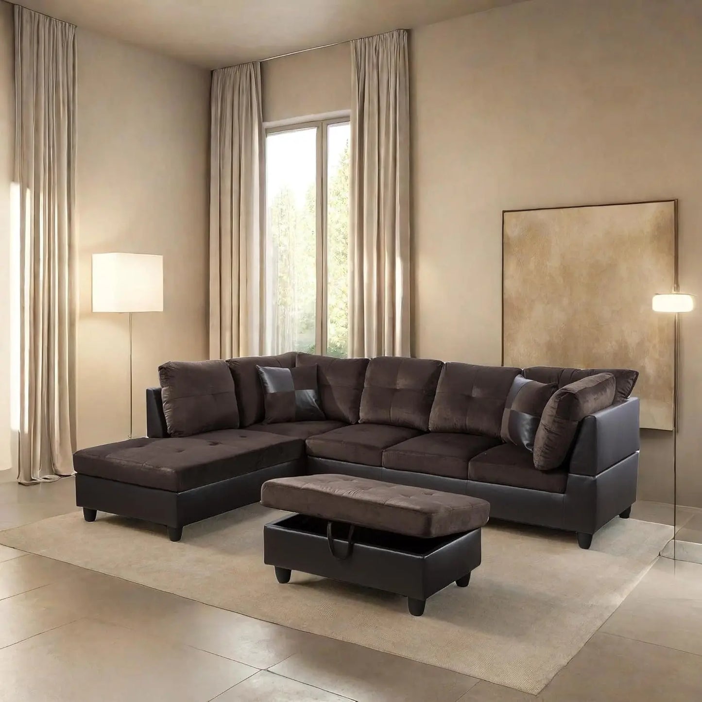 L Shaped Sofa With Ottoman Modern Sectional Couches