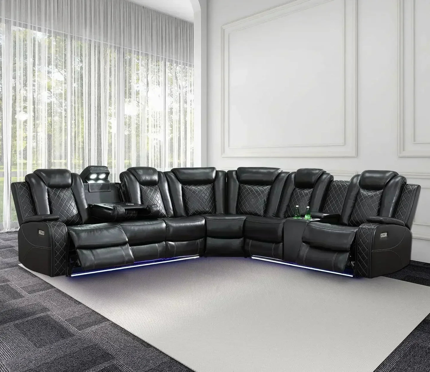 Power Recliner Sofa Sectional Couches With LED