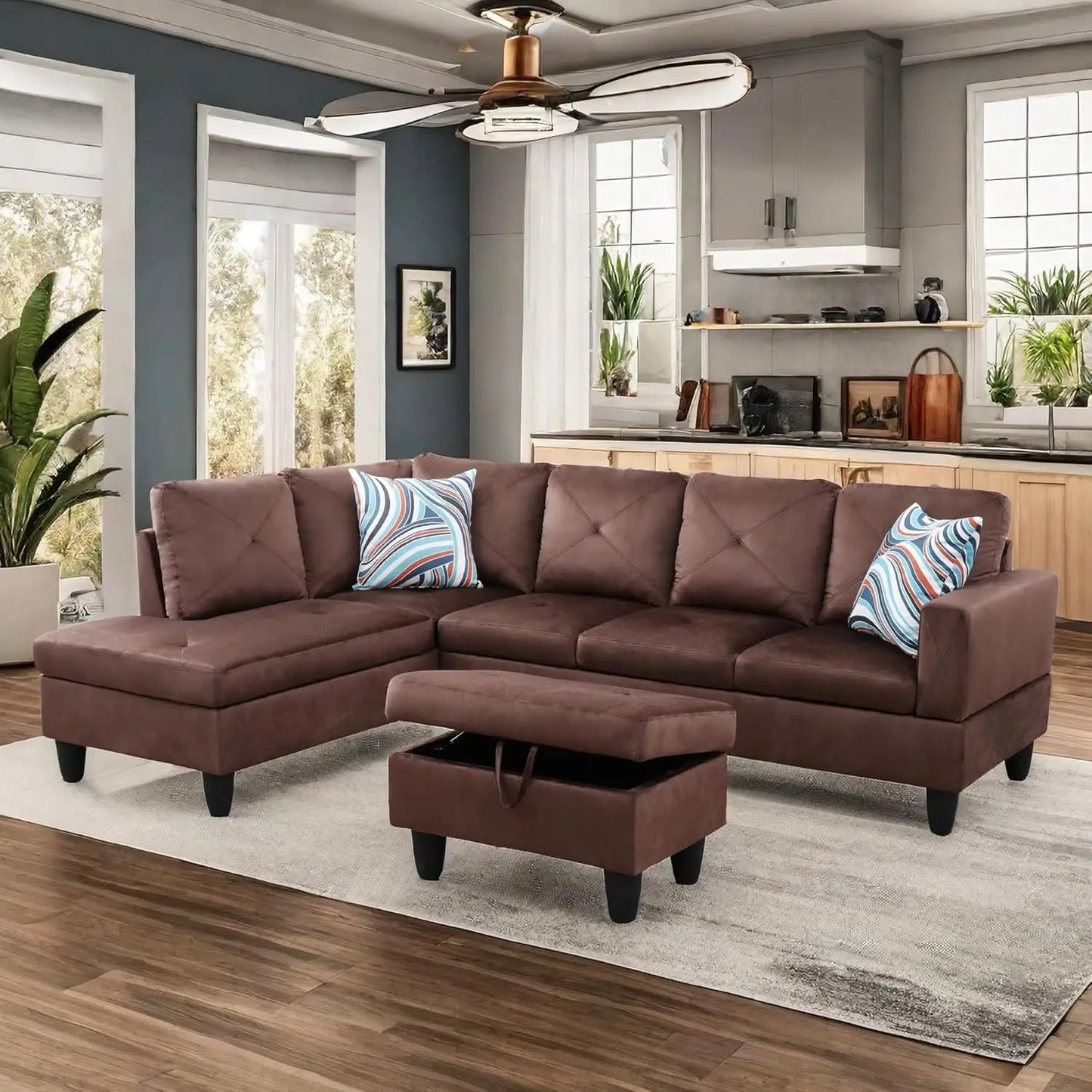 L Shaped Sofa With Ottoman Modern Sectional Couches