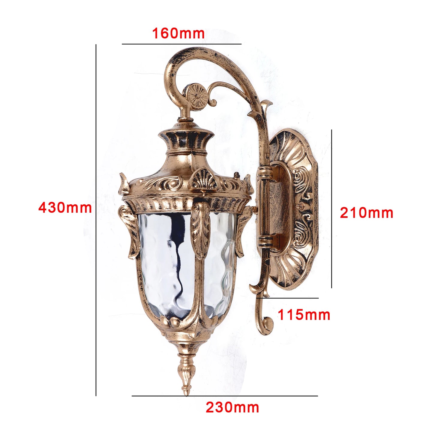 Outdoor Wall Lamp Antique Loft Wood Glass