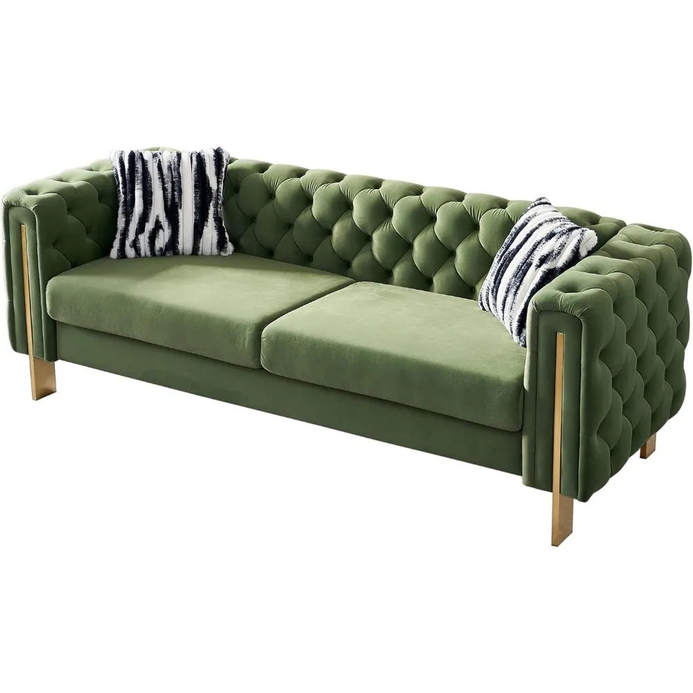 Modern Velvet Sofa For Living Room, 84 Inches