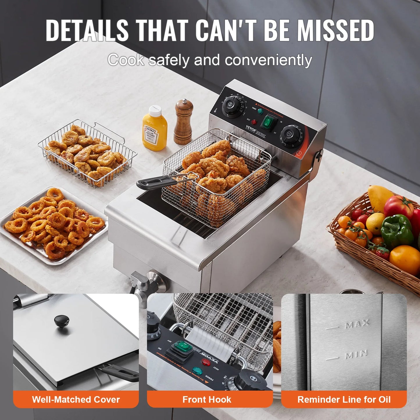 Commercial Deep Fryer Electric Countertop Fryer with