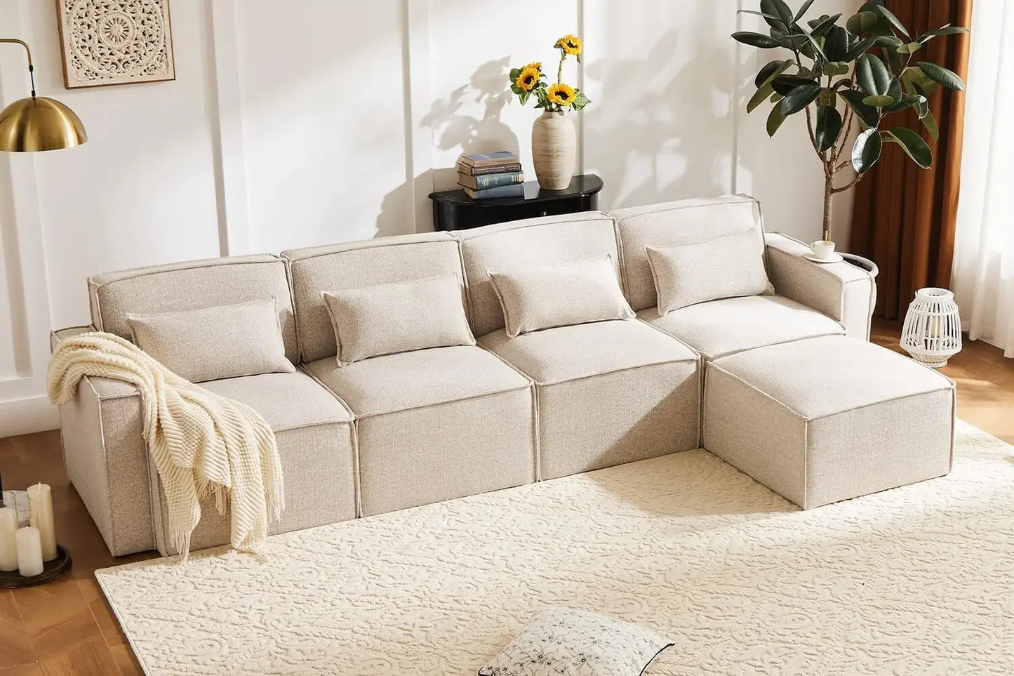 Shaped Modular Couch With Reversible Chaise, Luxury