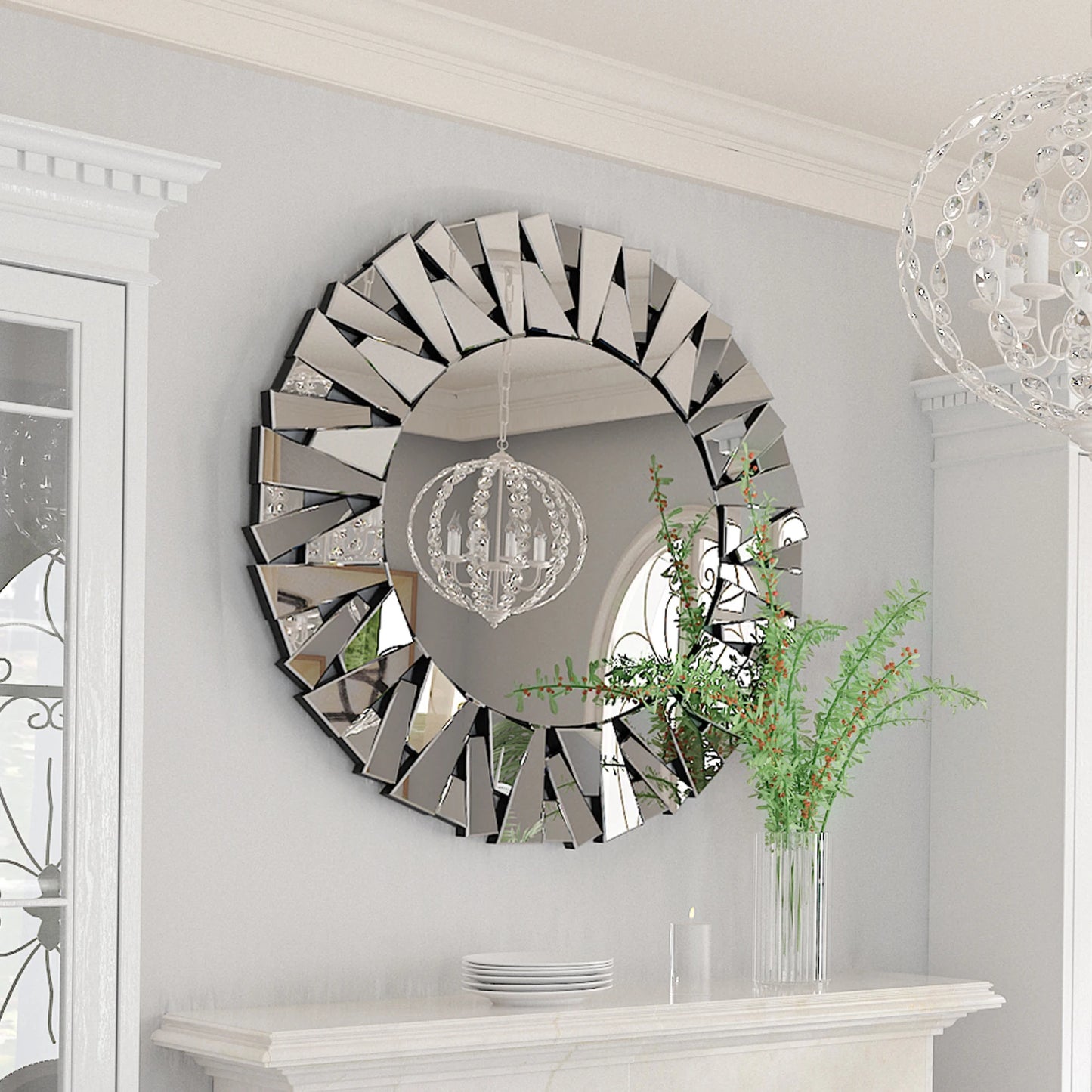 32" Wall Mirrors Decorative Round Sunburst Mirror For