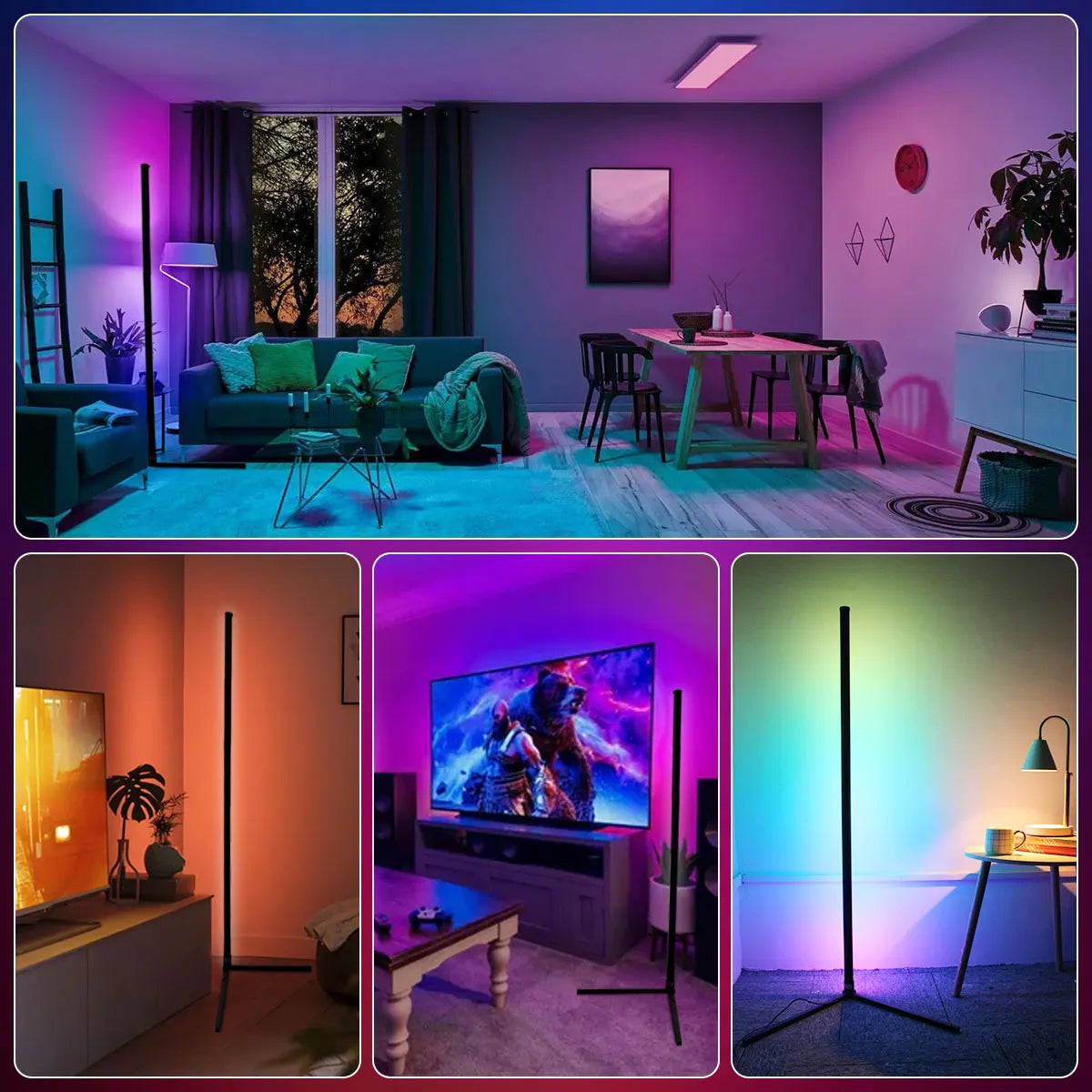 Smart Corner Floor Lamp Dimmable RGB LED Modern