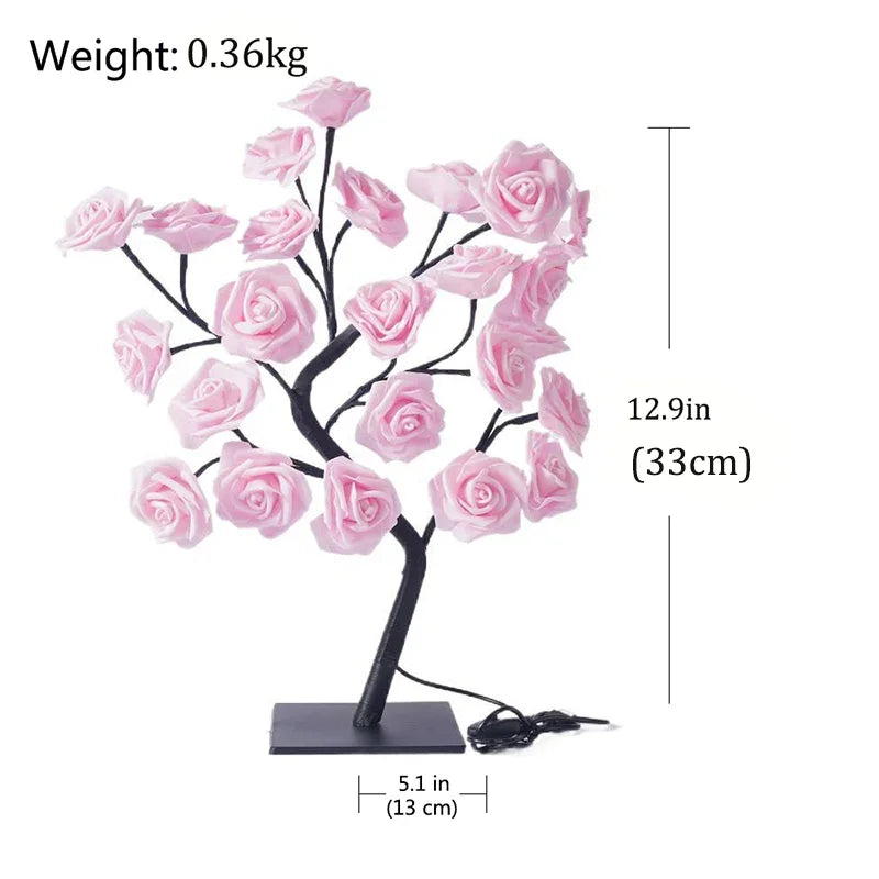 LED Table Lamp Rose Flower Tree Night Lights