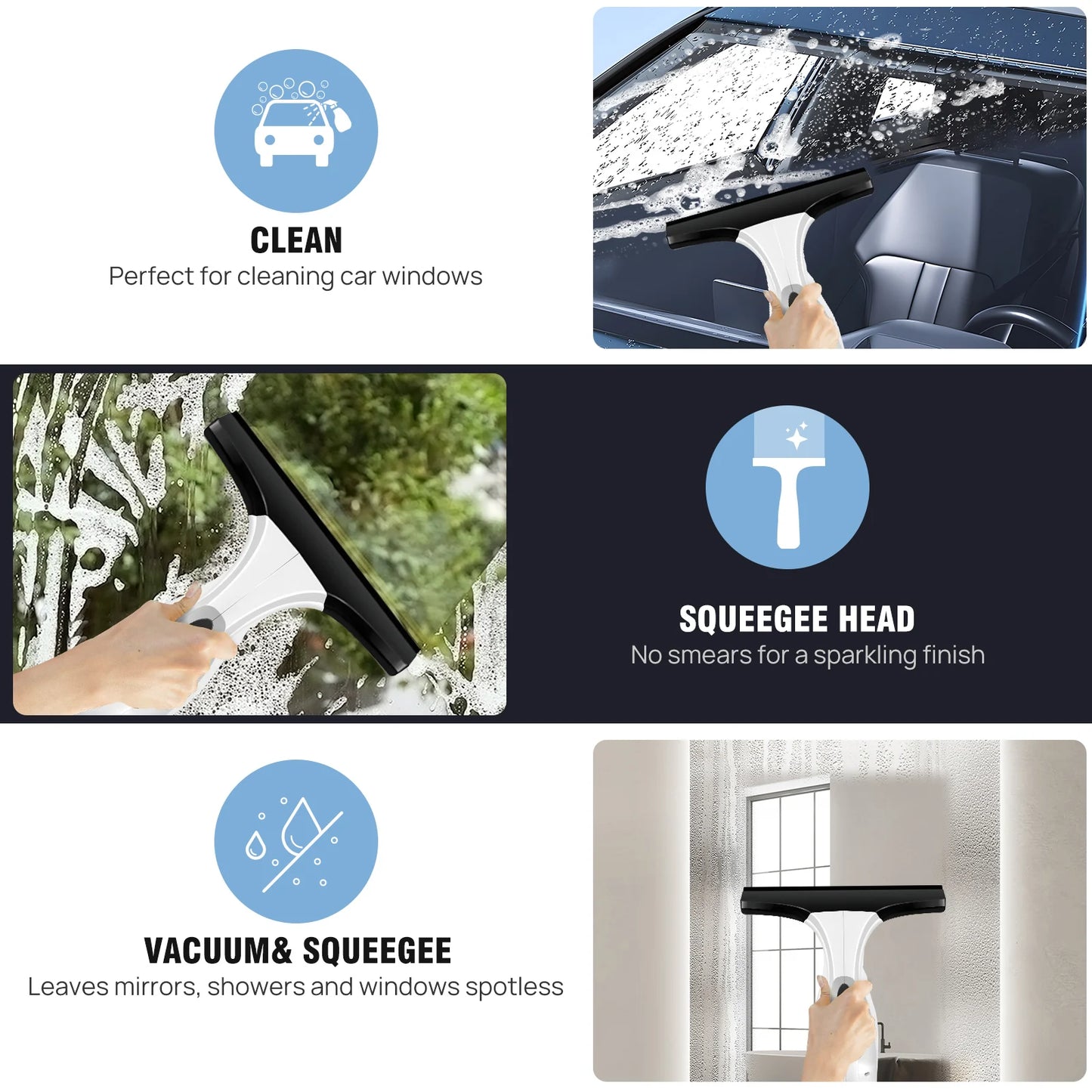 Cordless Window Vac Cleaner Rechargeable - 28cm Squeegee Element