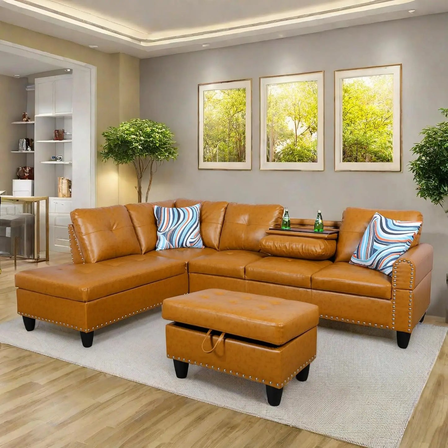 L Shaped Sofa With Ottoman Modern Sectional Couches