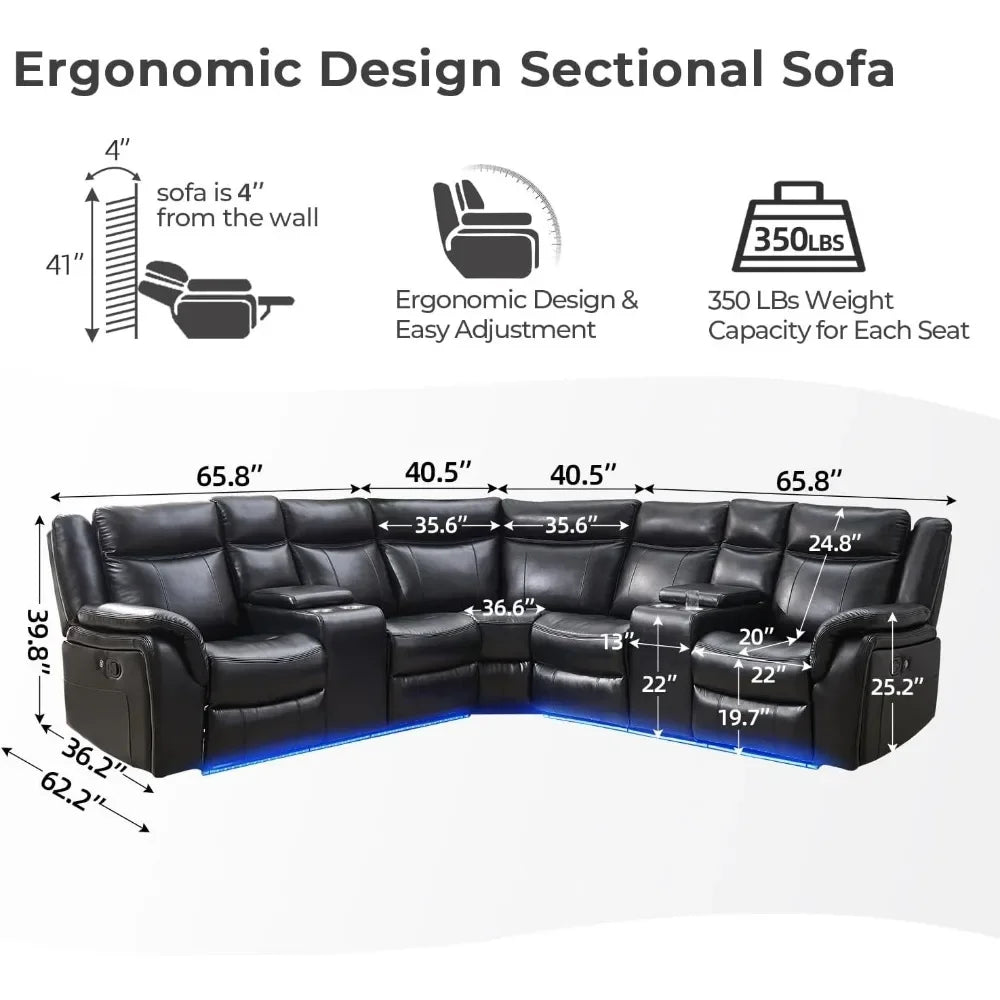 Recliner, Manual Recliner Sofa Sectional Couches With