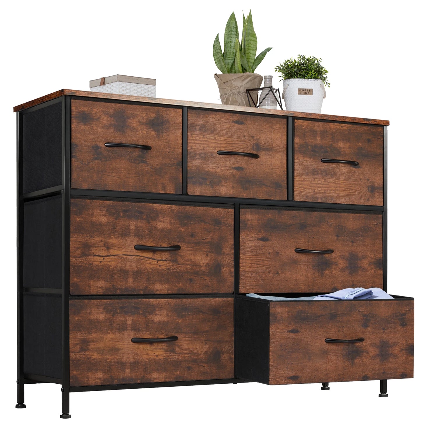 Dresser For Bedroom With 7 Fabric Drawers Organizer