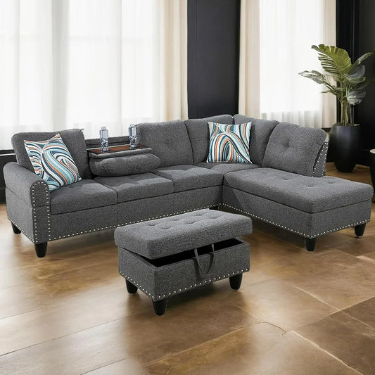 L Shaped Sofa With Ottoman Modern Sectional Couches