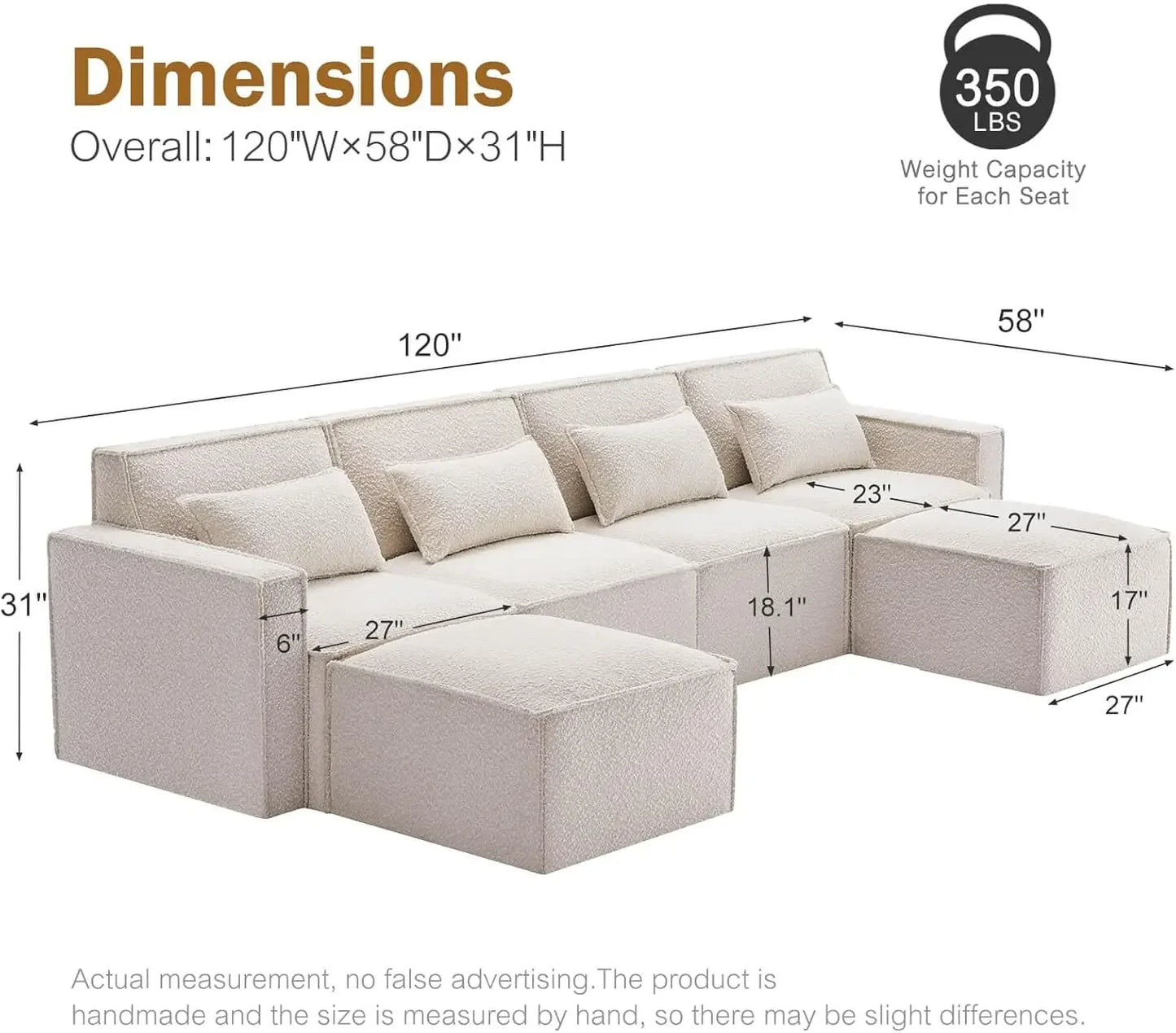 Shaped Modular Couch With Reversible Chaise, Luxury