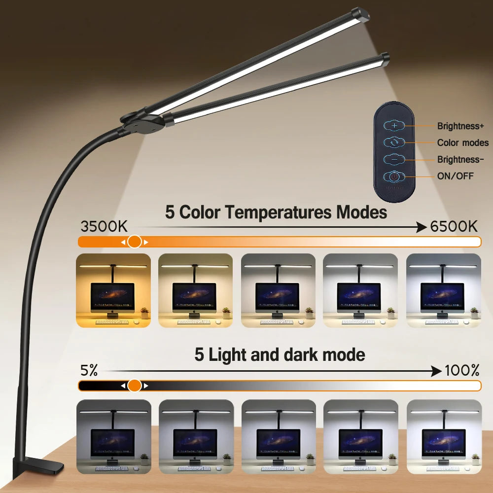 Double/Single Head LED Desk Lamp Dimmable