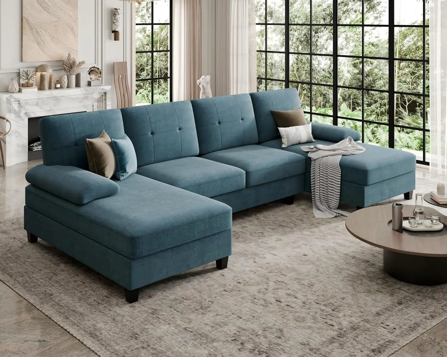 Sectional Sofa Couches For Living Room, 4 Seat