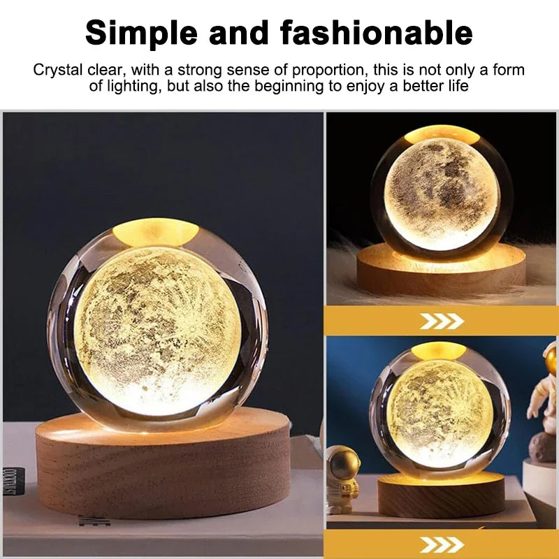 Luminous Crystal Ball LED Night Light Saturn