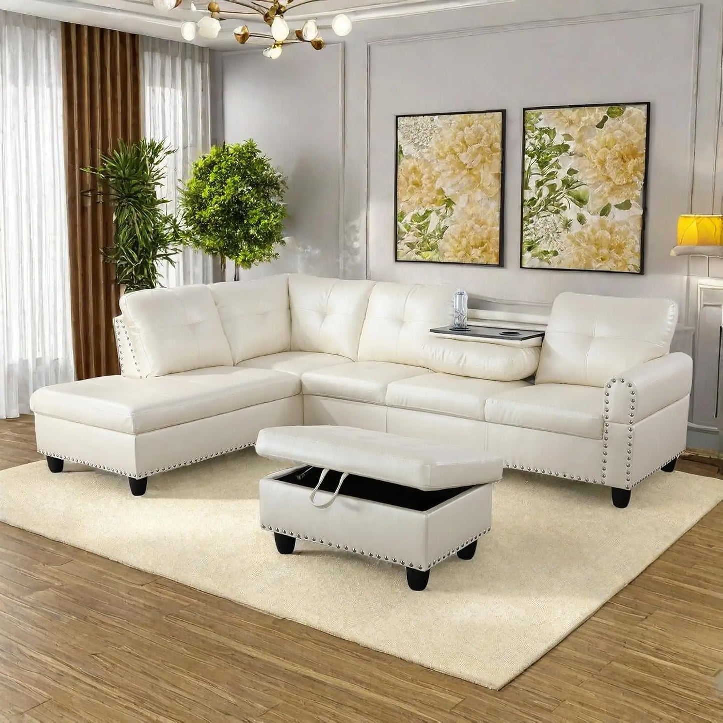 L Shaped Sofa With Ottoman Modern Sectional Couches