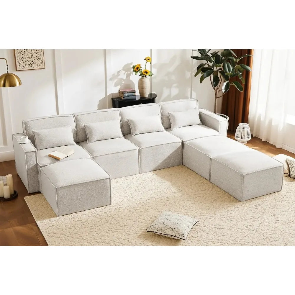 Shaped Modular Couch With Reversible Chaise, Luxury