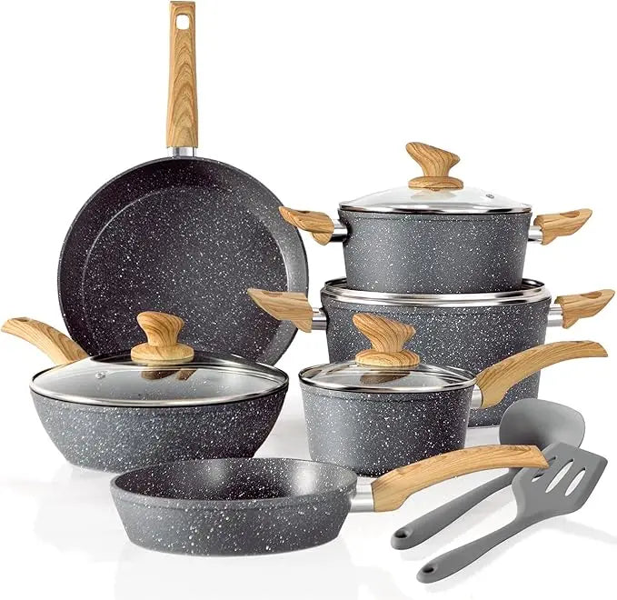 Induction Cookware Sets - 12 Piece Cooking Pan Set