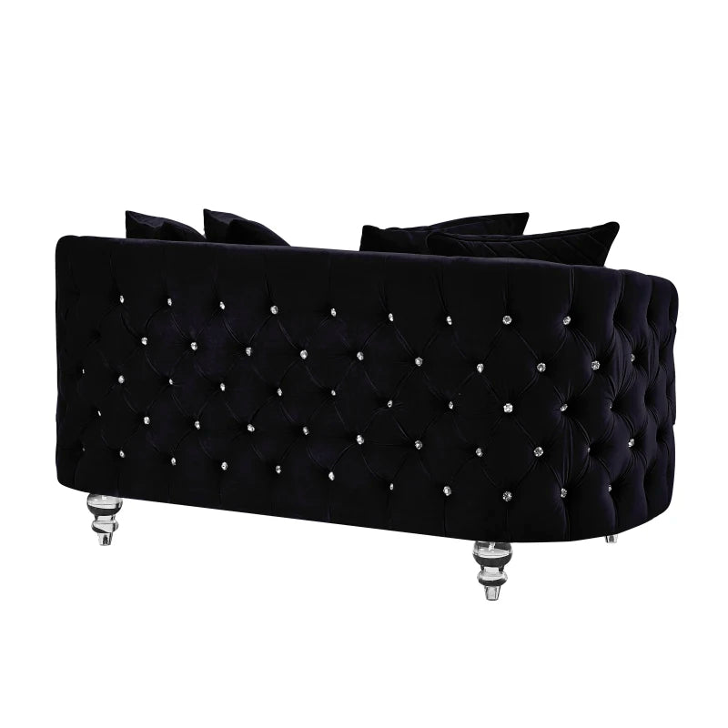 Velvet Upholstered Sectional Sofa, Modern Style Button