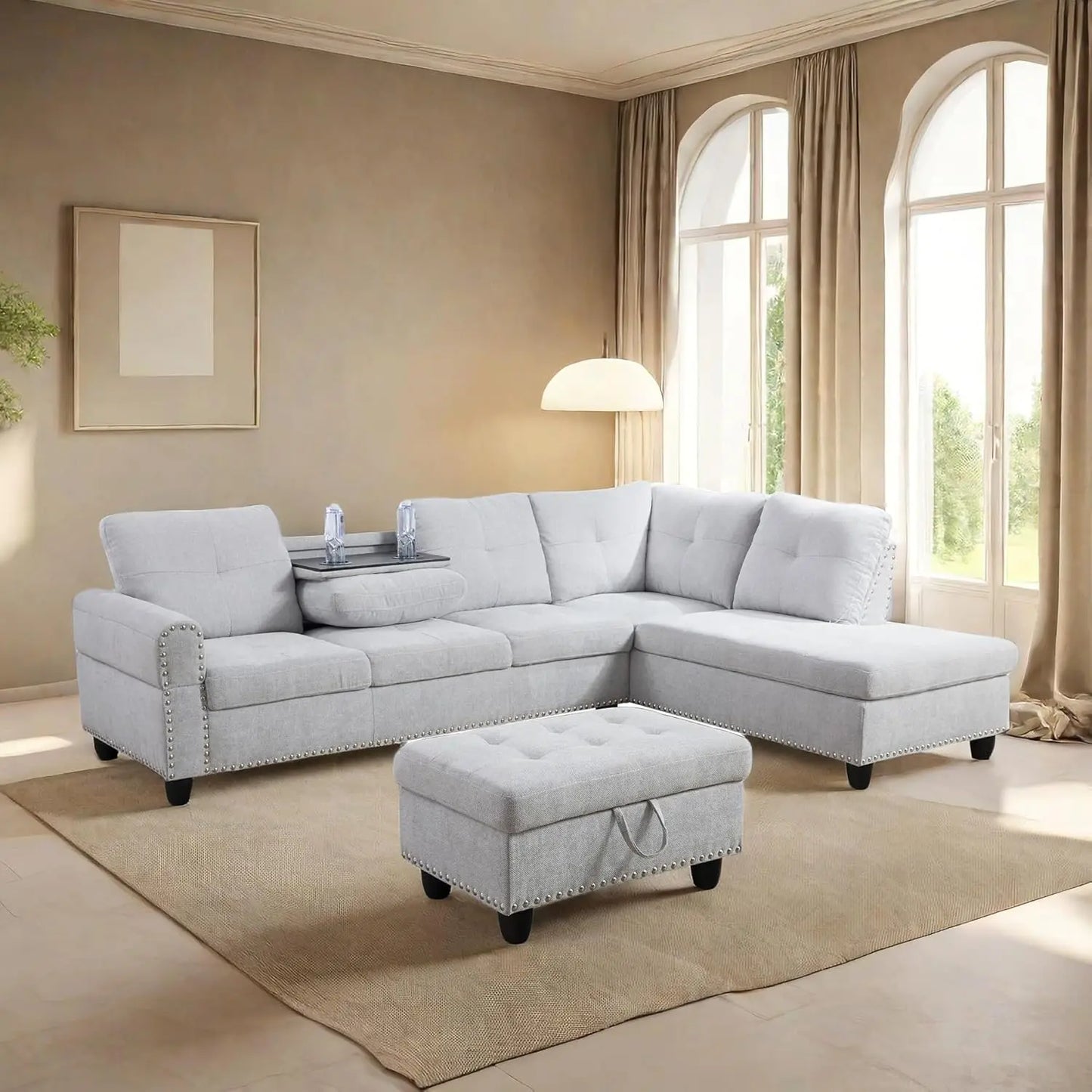 L Shaped Sofa With Ottoman Modern Sectional Couches