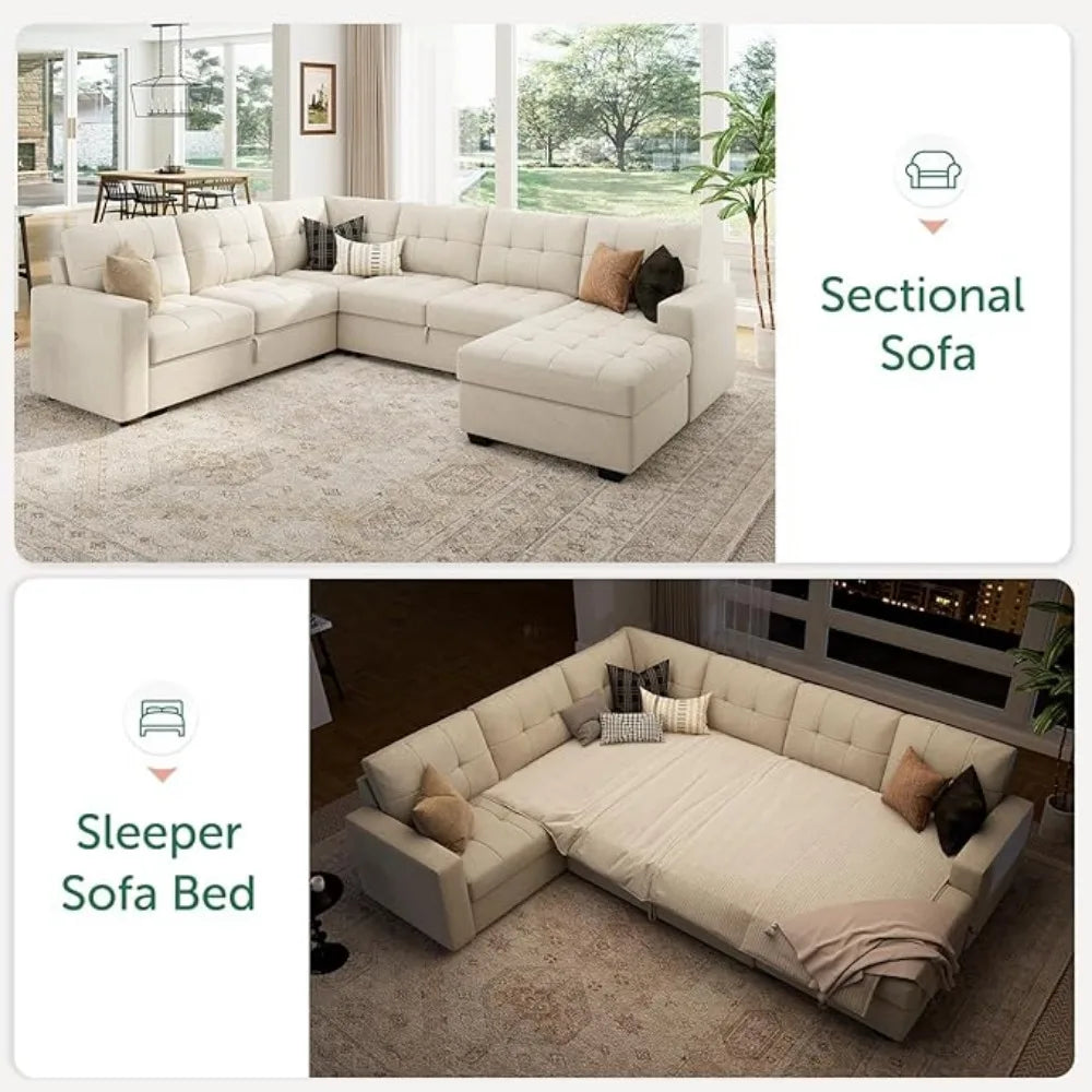 Sleeper Sectional Sofa with Pull Out Bed