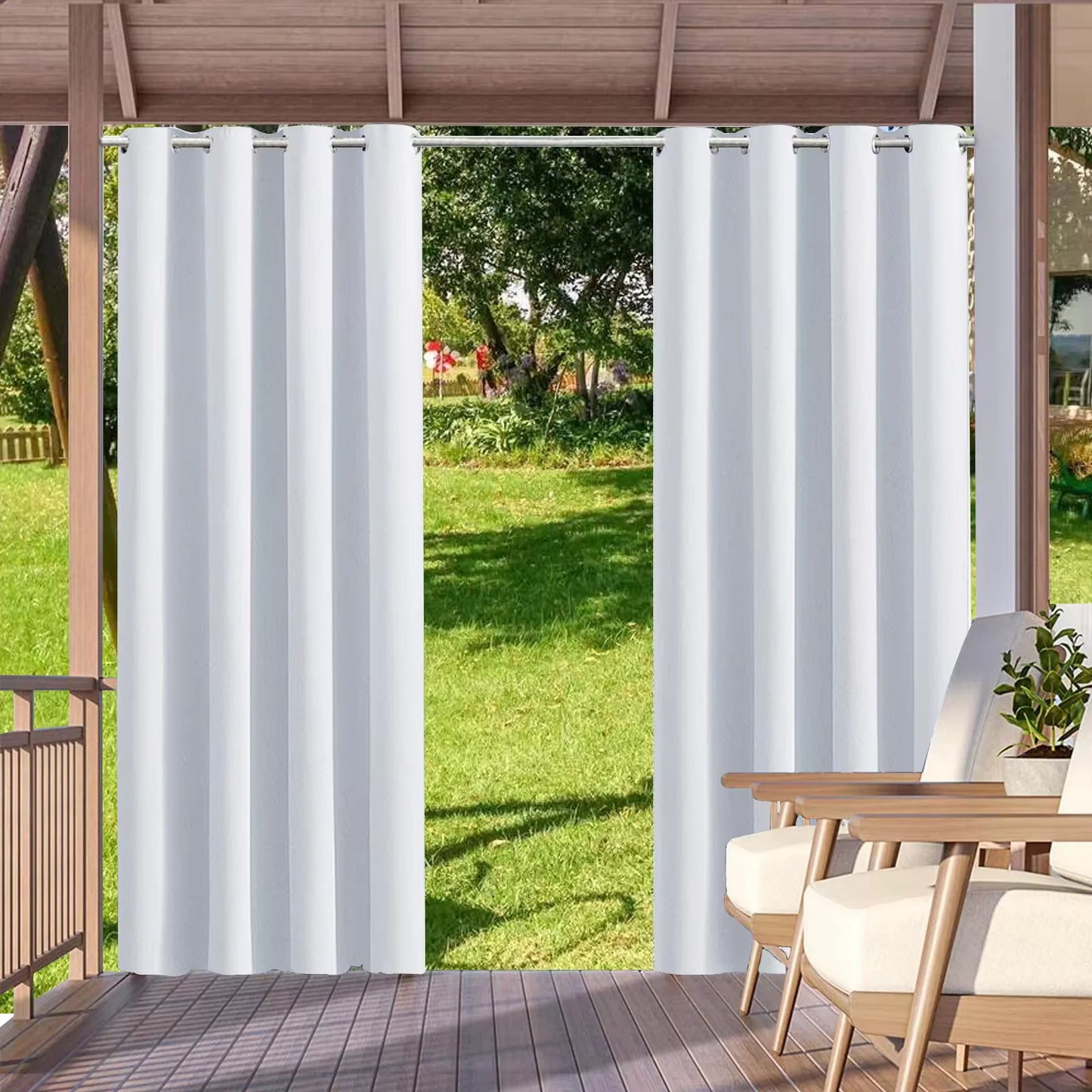 2pcs Outdoor Waterproof Patio Curtains Indoor Blackout Curtain